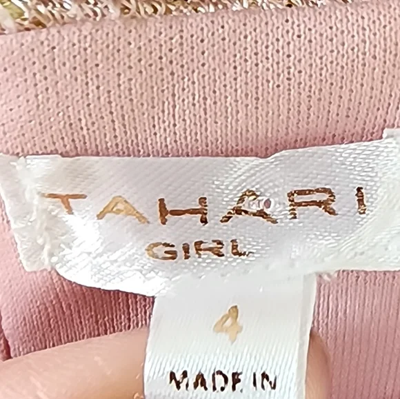 Tahari Pink and Gold Sleeveless Dress Girl's Size 4 - Picture 10 of 11